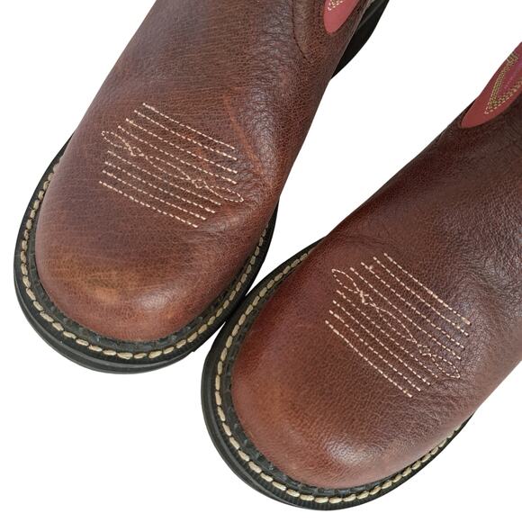 ARIAT Women’s Size 7 Fat Baby Pink Brown Cowgirl 8” Western Leather Boots - Picture 5 of 12